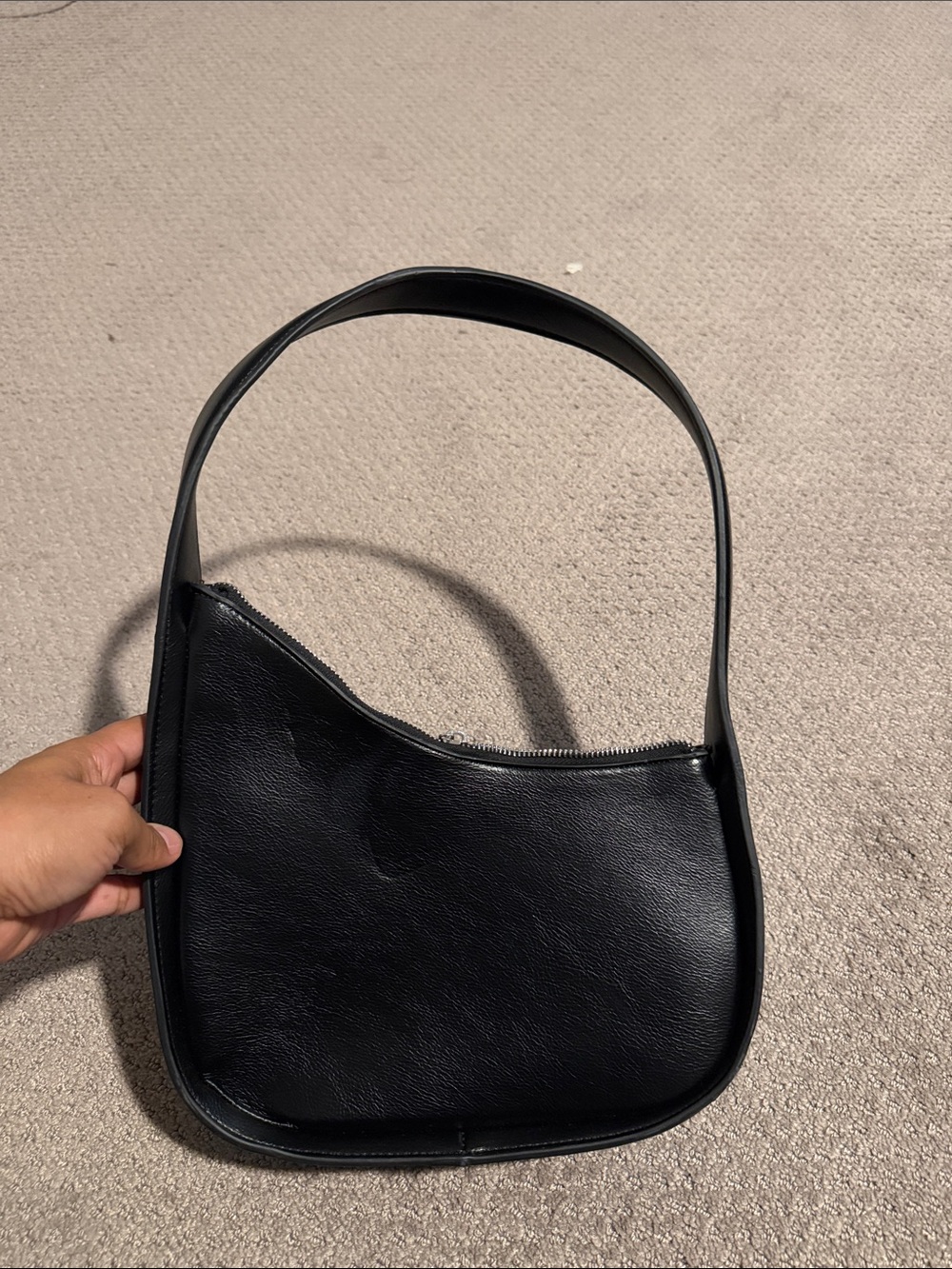 Classic Black Leather Shoulder Bag